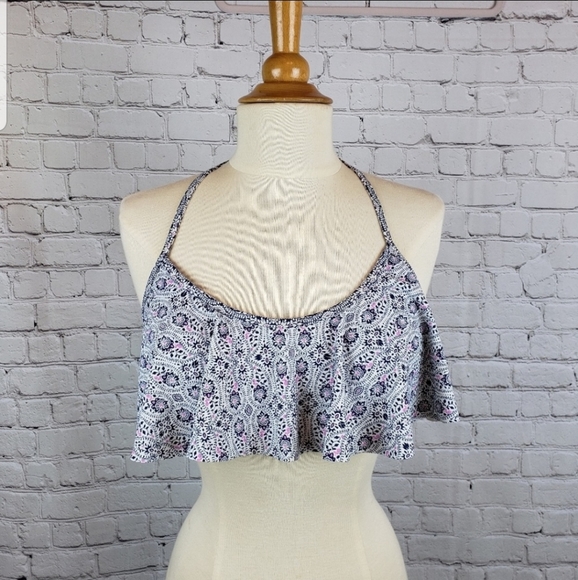 Hot Water Other - Hot Water Boho Halter Ruffled Bikini Top L